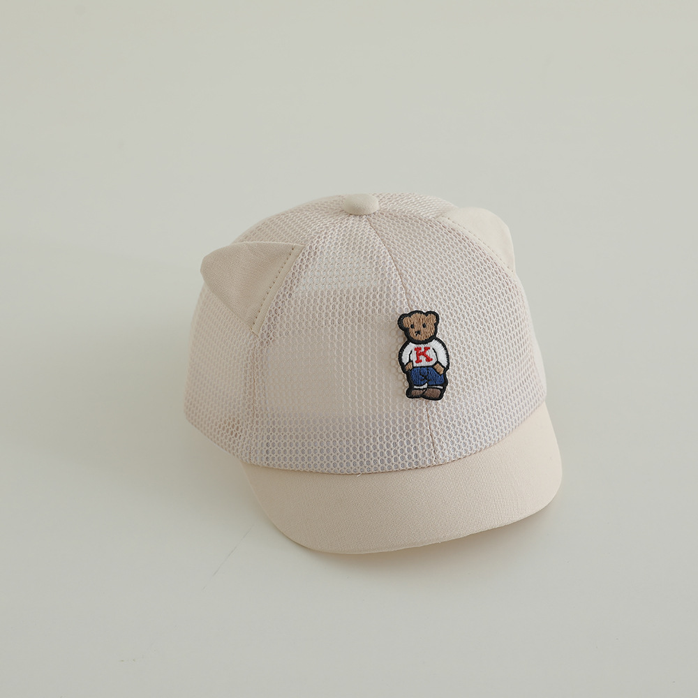 Sombrero para el sol para bebés, gorra de béisbol de malla, protector solar transpirable de verano, gorra de oreja de oso lindo, gorra de malla para niños