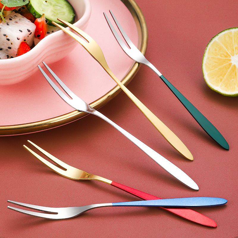 INS creativo hogar Tenedor de fruta de acero inoxidable de alto aspecto postre pastel tenedor pastel de Luna tenedor palo de fruta al por mayor