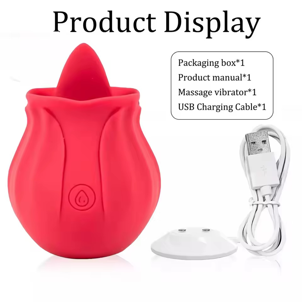 Huevo Vibrador con Succión Forma de Rosa de Silicona, Silencioso, para Mujeres