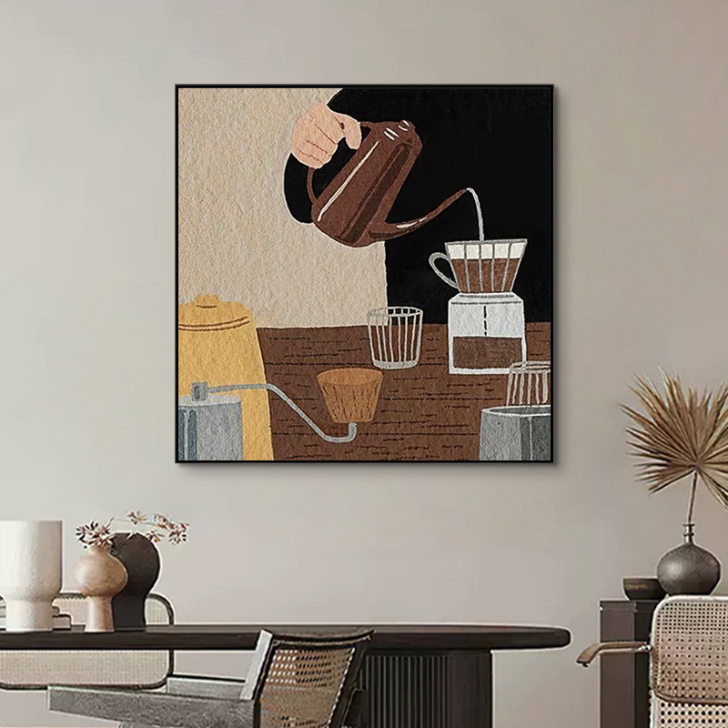 レジャーコーヒー-C / 40*40CM [マット/テクスチャキャンバス] + アルミニウム合金額縁
