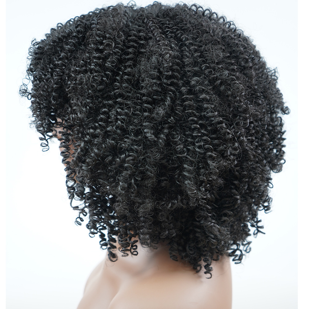 Sentetik Peruklar Sentetik elyaftan yüksek sıcaklıkta ipekten yapılmış kısa kıvırcık peruklar için_voghion.com