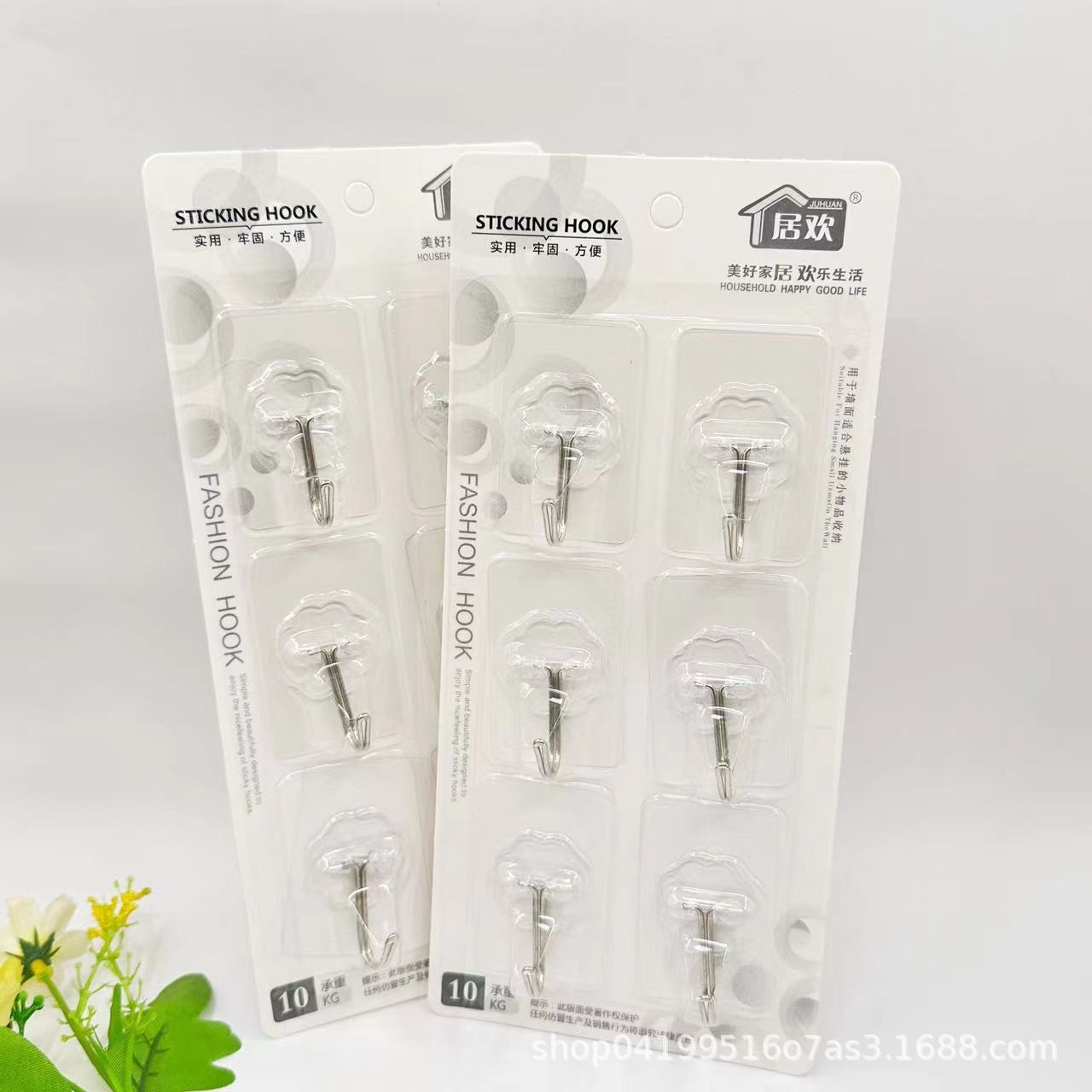 6个装免打孔强力透明挂勾拉丝无痕魔力粘钩子卫生间墙面挂钩