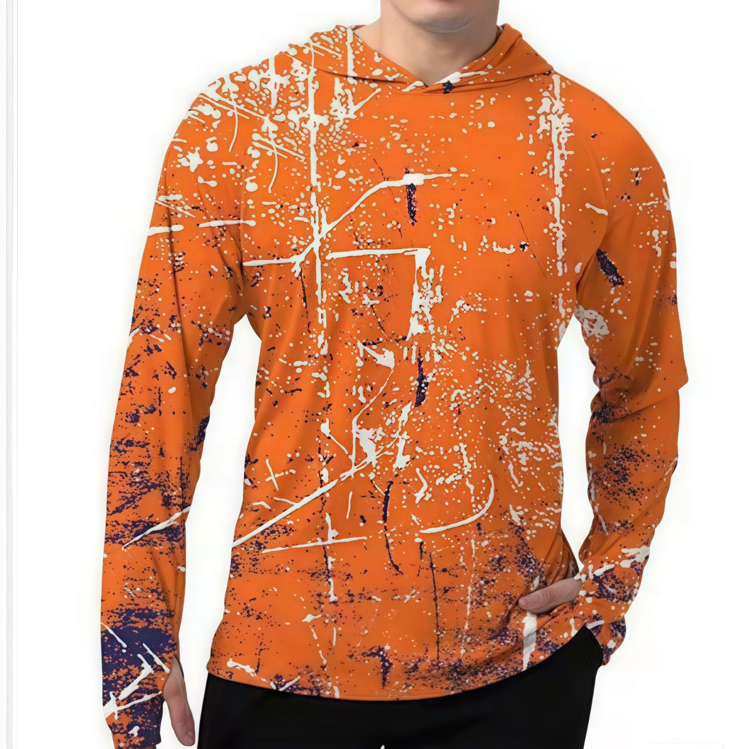 Sun Protection Clothing for Men, Summer Uv Protection, Ultra-Thin Ice Silk, Running, Fishing, Outdoor, Bionic Camouflage Hoodie, Long Sleeves