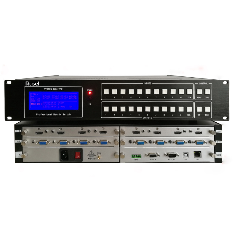 RUSEL  MTC-2U0808W高清混合矩阵 指挥室 会议室 展厅 控制中心