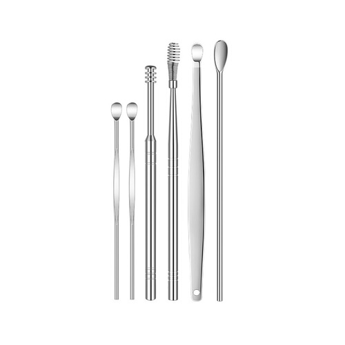 Stainless steel ear scoop rotating spiral adult portable keychain ear pick ear cleaning tool set