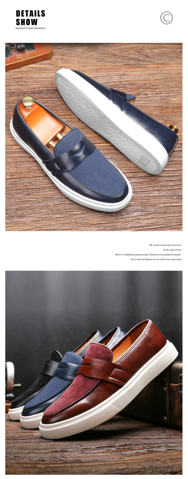 Mocassini con plateau Scarpe casual in pelle da uomo slip-on_voghion.com