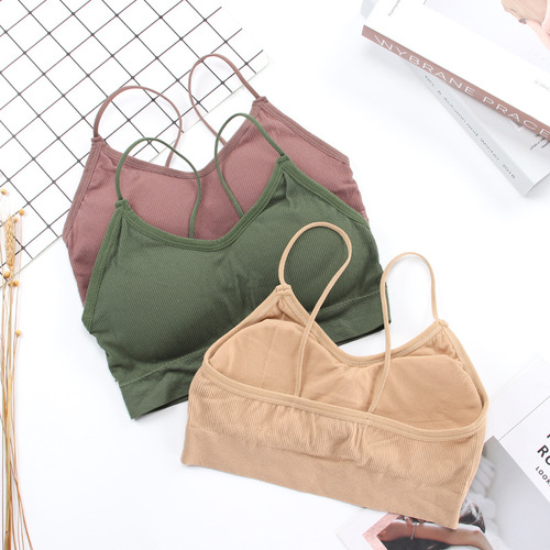 New seamless anti-exposure tube top with breast pads, threaded camisole, beautiful back and chest-wrapped one-piece bra for women