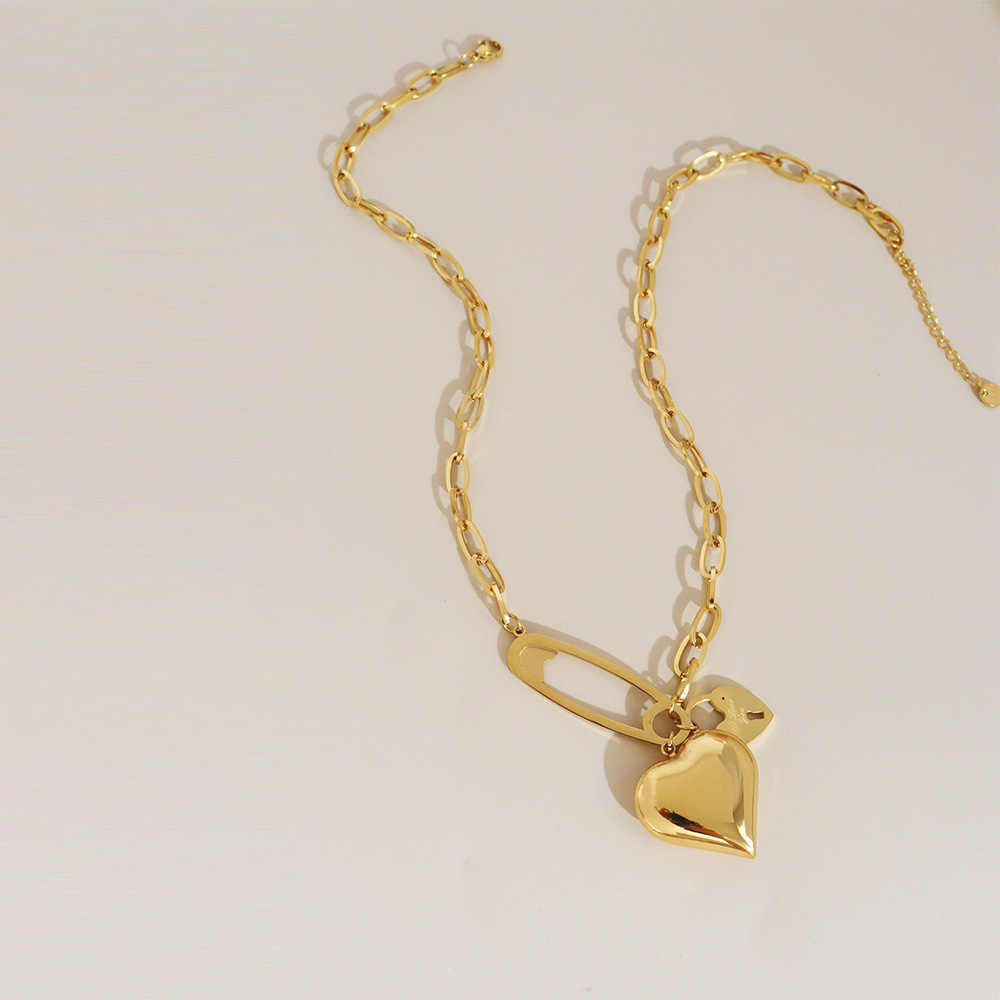 Women Sweet Heart Shape Stainless Steel Necklace Plating Stainless Steel Necklaces_colorza_5