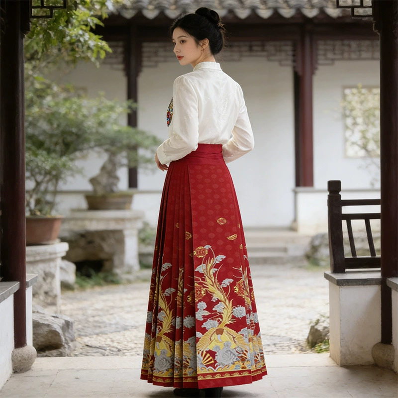 Hanfu set women's, Chinese style robe and skirt, embroidered patterns, multi-size (S–2XL)