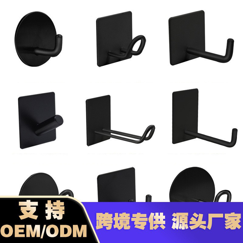 304 stainless steel kitchen storage hook behind the door hook coat and hat hook black single hook cross-border stainless steel hook