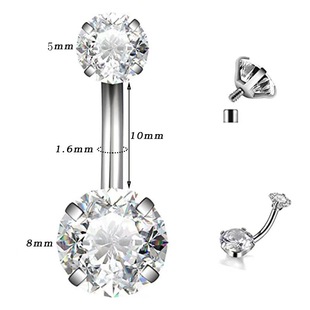Double-Ended Claw Real Zircon Navel Ring Amazon Cross-Border New Body Piercing Stainless Steel Jewelry Navel Nail Accessories