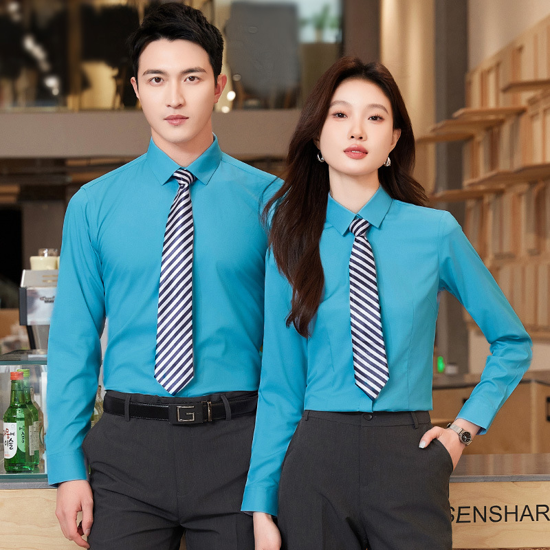 Spring and Autumn Business Workplace Sales Men's and Women's Same Shirts Work Clothes Slim Fit Temperament Business Wear Women's Shirts Dress