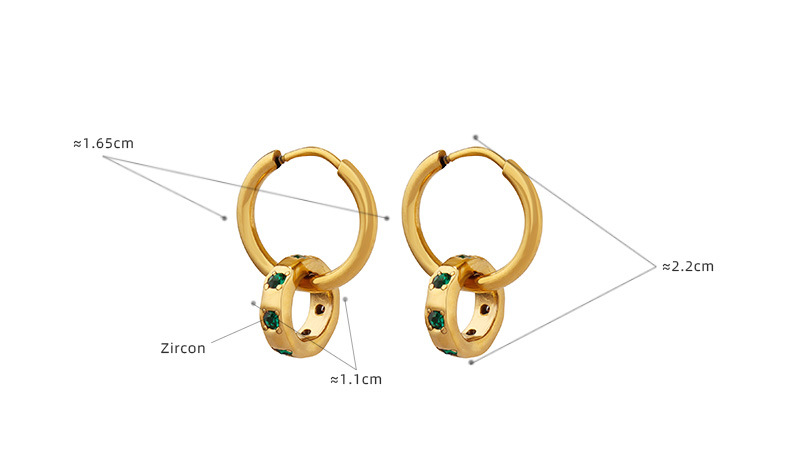 Retro Round Titanium Steel Plating Zircon Earrings 1 Pair