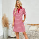 Cross-border European and American women's clothing Amazon TK2025 summer new casual color matching striped pocket women's dress