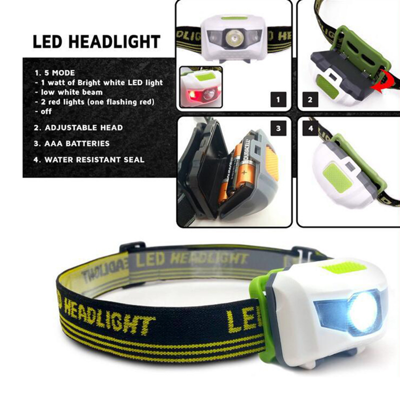 Faros transfronterizos para exteriores No. 5 batería seca led ligero mini faro de pesca faro de pesca luz de pesca nocturna impermeable