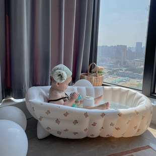in stock PVC children's swimming pool indoor inflatable bath inflatable children baby bath basin home Korean wind bath