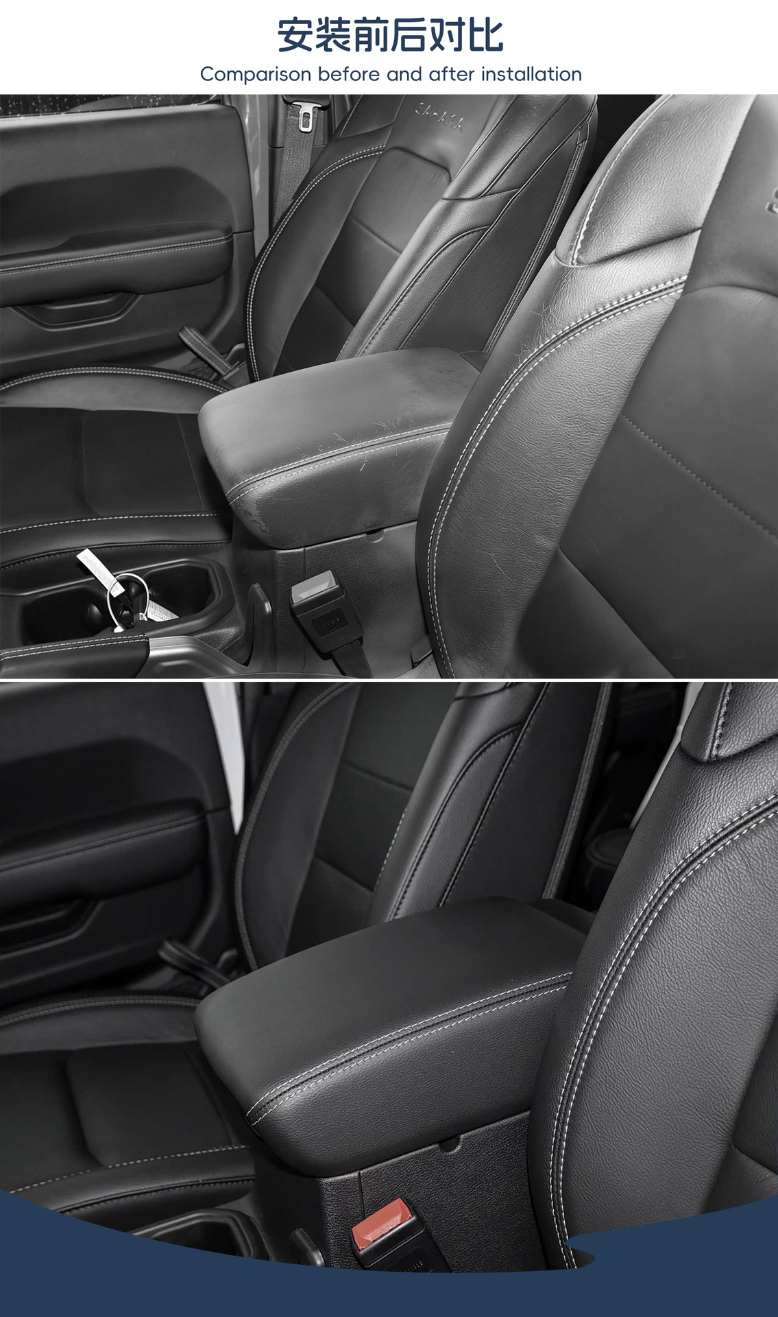 Armrest Box Leather Cover for Jeep Wrangler 2018-2026