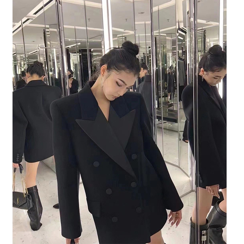 Black Classic Blazer, Spring 2026 New Model, High-end, Sophisicaed, Professional, Loose-fiing, Casual Silhouee_ecoleips.com