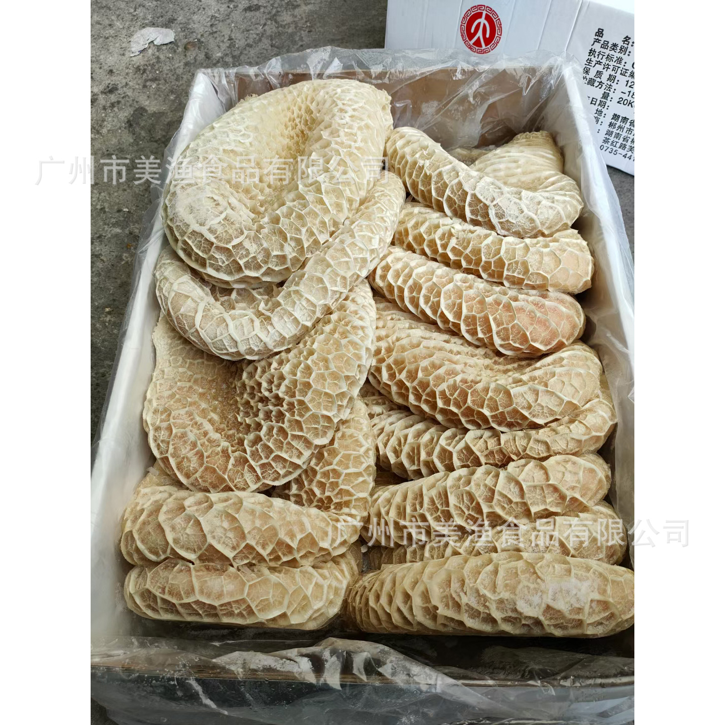 大明堂泡发冻金钱肚蜂窝肚牛杂 牛肚点心茶楼毛重20kg 净重约18kg