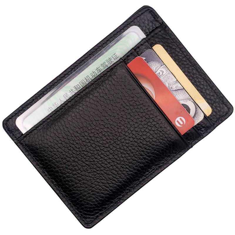 Ultra-Thin Multi-Card Slot Men's Genuine Leather Driver's License Card Holder Women's Litchi Pattern One-Piece Card Holder Access Card Holder Ultra-Thin Multi-Card Slot Men's Genuine Leather Driver's License Card Holder Women's Litchi Pattern One-Piece Card Holder Access Card Holder