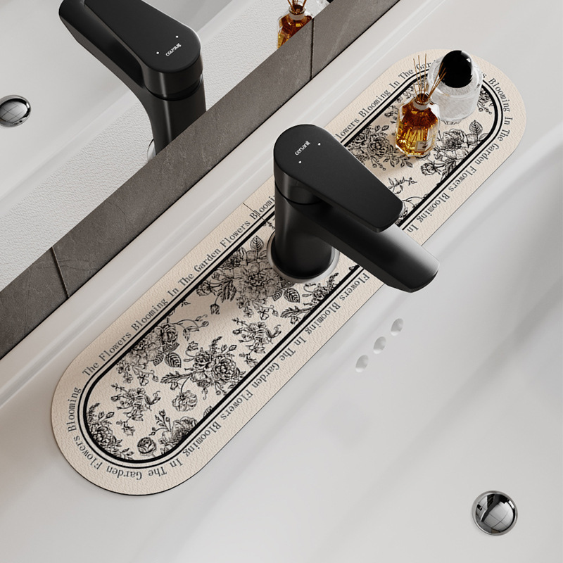Faucet Countertop Absorbent Mat Kitchen Bathroom Sink Drain Mat Sink Splash Mat Wash Countertop Mat