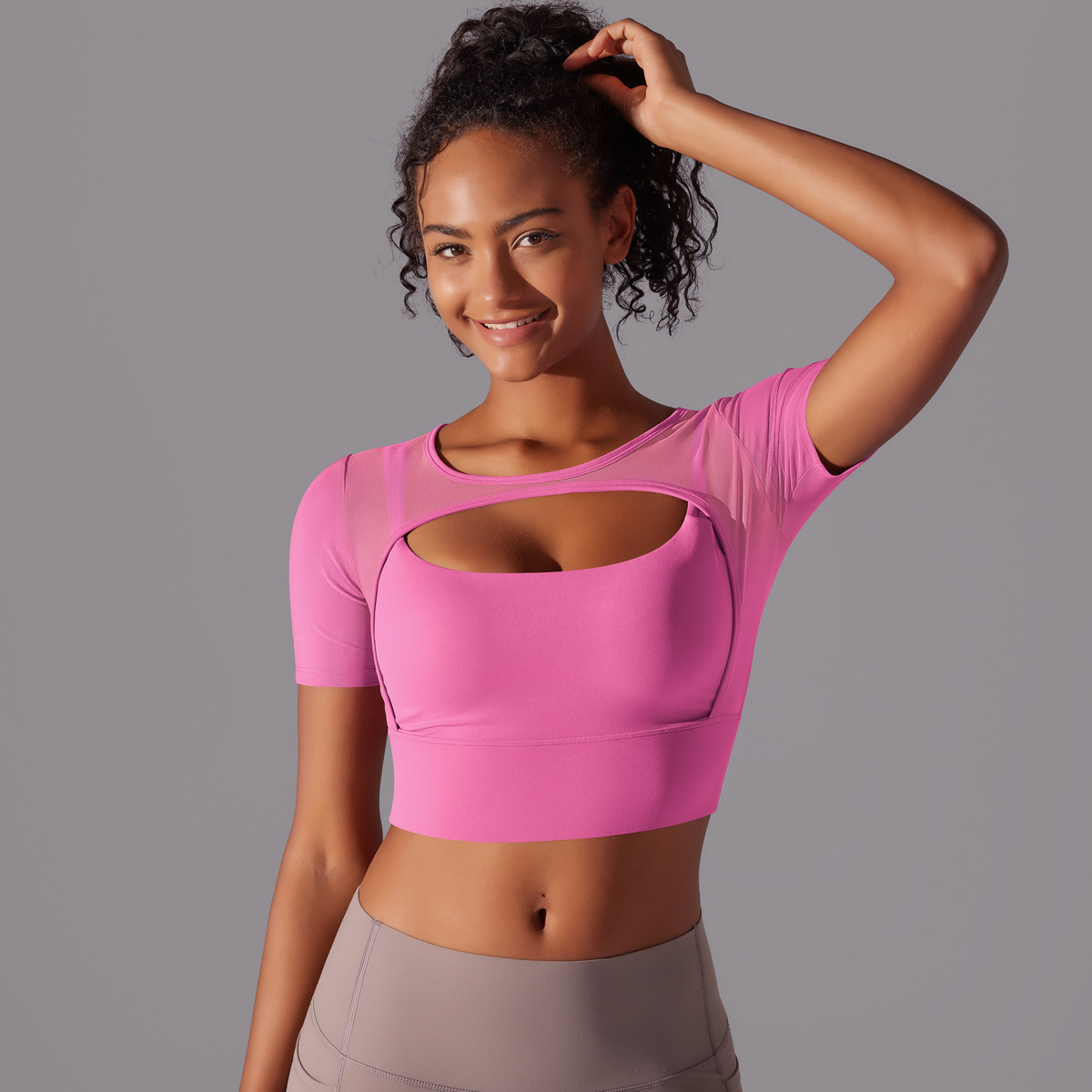 182g Weight Short Sleeve Sleeve Length Pullovers Placket Type Nylon, Spandex Fabric Type Short Top Length T-shirt Tops Type Yoga, Sports Occasion Round Neck Neckline Solid Color Pattern Women Gender Hollow Out Craft Fitness Sport Style Solid Color Nylon Spandex Round Neck Hollow Out Active Tops T-shirt 20