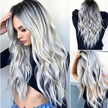 假发头套化纤高温丝渐变长卷发中分卷发wig 跨境外贸热销现货先发