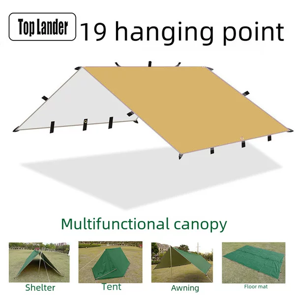 Outdoor Camping Multifunctional Square Canopy Tent Rainproof Sun Protection Silver Coated Canopy Camping Barbecue Awning