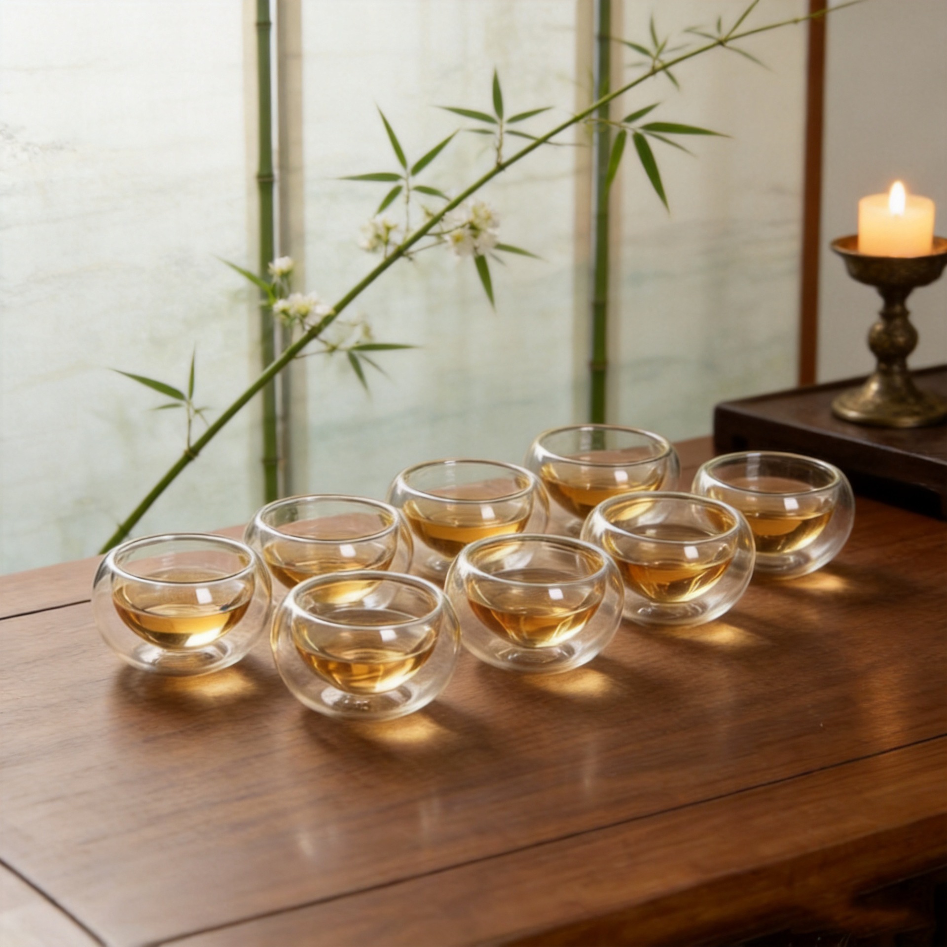 Taza de té de vidrio de doble capa resistente al calor de alta borosilicona Taza de té de kung fu resistente a quemaduras Taza de té de vidrio de doble capa transparente