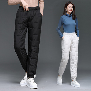Down Cotton Pants Women's Outer Wear Lightweight Casual All-match Fashion Winter New High Waist Slimming Middle-aged and Elderly Thickened Warm