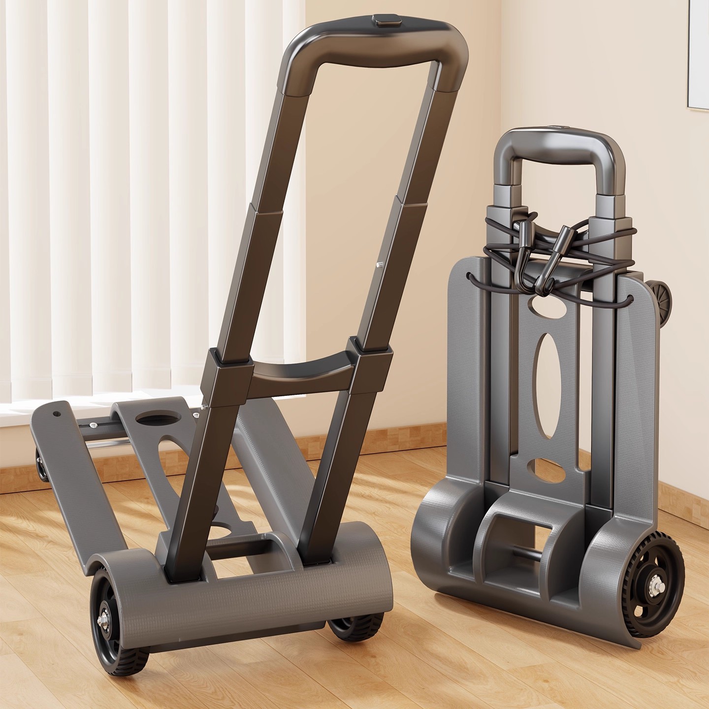 Foldable Portable Handcart for Home Use, Luggage Trailer, Transport Trolley, Heavy-Duty for Grocery Shopping, Package Delivery, and Cargo Hauling