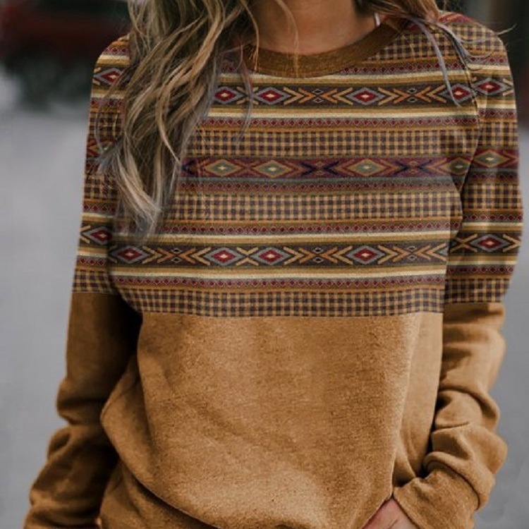 Suministro transfronterizo otoño e invierno nuevo Amazon deseo eBay europeo y americano manga larga cuello redondo suéter superior ropa de mujer 6616
