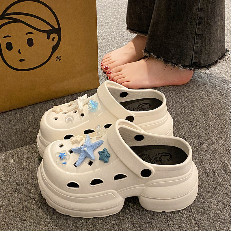10.0 Super High Heel Croc Shoes Women's Summer Outerwear Thick Sole Heightening Wedding Dress Handy Gadget 2025 New Beach Sandals and Slippers