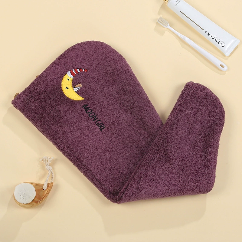 Coral velvet hair towel, soft dry shower cap, scarf, wholesale, increased thickness, internet celebrity, with embroidery