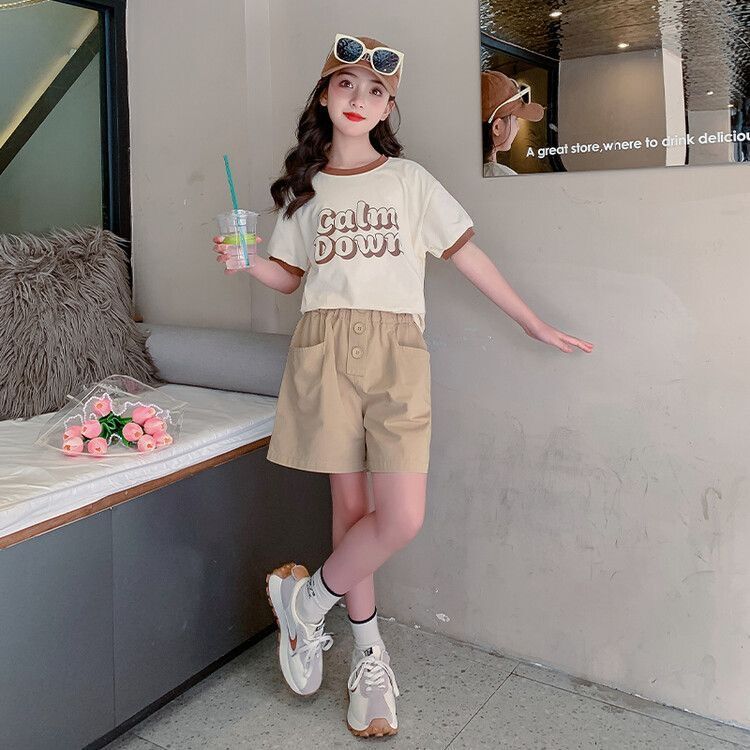 Children's Clothing for Boys and Girls, Summer Suits, Korean-Style Fashionable Casual Sports Short-Sleeved T-Shirts and Shorts, Kidsren's Clothing Two-Piece Set Children's Clothing for Boys and Girls, Summer Suits, Korean-Style Fashionable Casual Sports Short-Sleeved T-Shirts and Shorts, Kidsren's Clothing Two-Piece Set