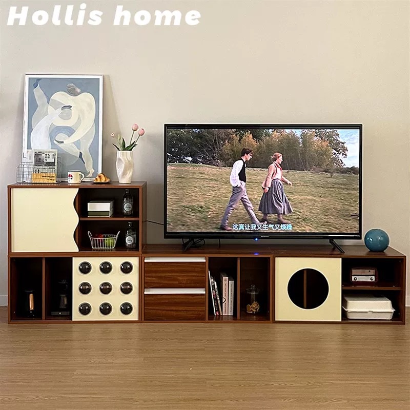 French Medieval Retro Style American Tv Cabinet Small Apartment Living Room Storage Storage Module Cabinet Storage Combination Cabinet