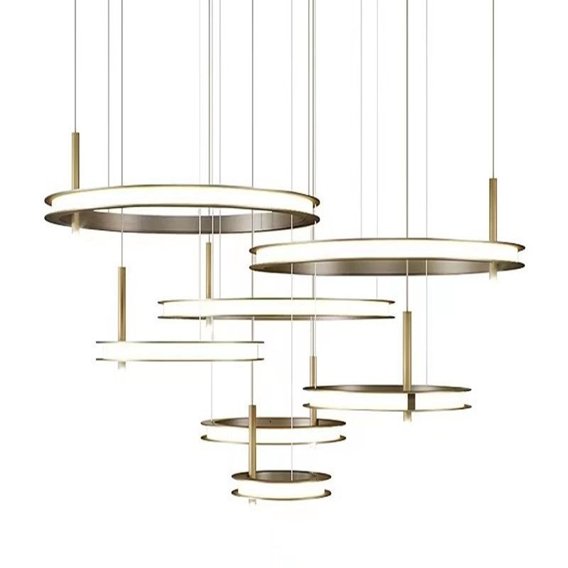 Luxury Choi Board House Restaurant diseñador de arte círculo ligero alto hotel lámpara de casa sala de estar modelo creativo lámpara norte