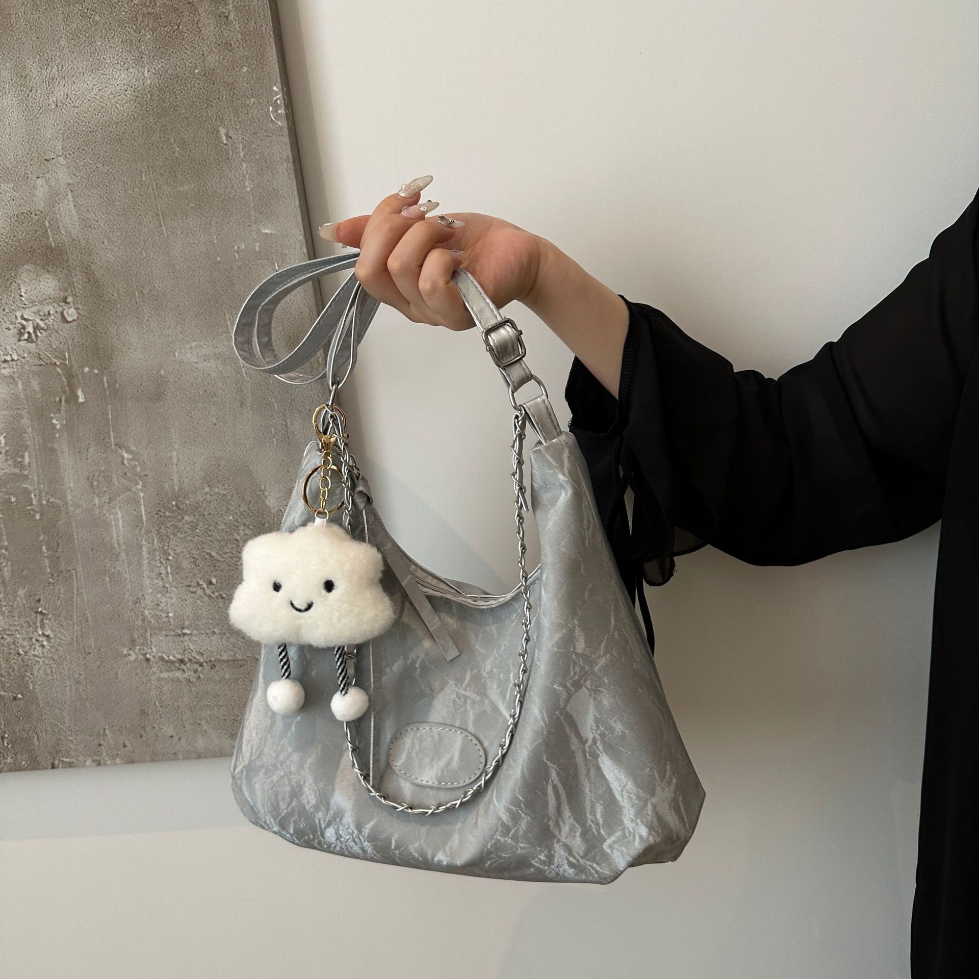 Bolso bandolera casual de gran capacidad, comercio exterior femenino, bolso de hombro de todo fósforo para viajeros al por mayor, bolso portátil de cadena de color sólido