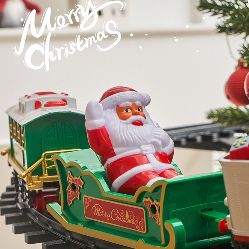 Tren eléctrico de tren pequeño suspensión spray decoración de árbol de Navidad vapor fuma regalos de Navidad para niños