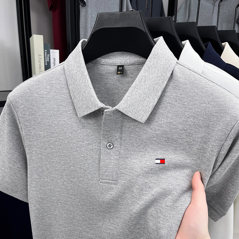 American Big-Name Tomny Genuine Men's Short-Sleeved T-Shirt Pure Cotton Lapel Polo Shirt Summer Long-Staple Cotton T-Shirt for Men American Big-Name Tomny Genuine Men's Short-Sleeved T-Shirt Pure Cotton Lapel Polo Shirt Summer Long-Staple Cotton T-Shirt for Men