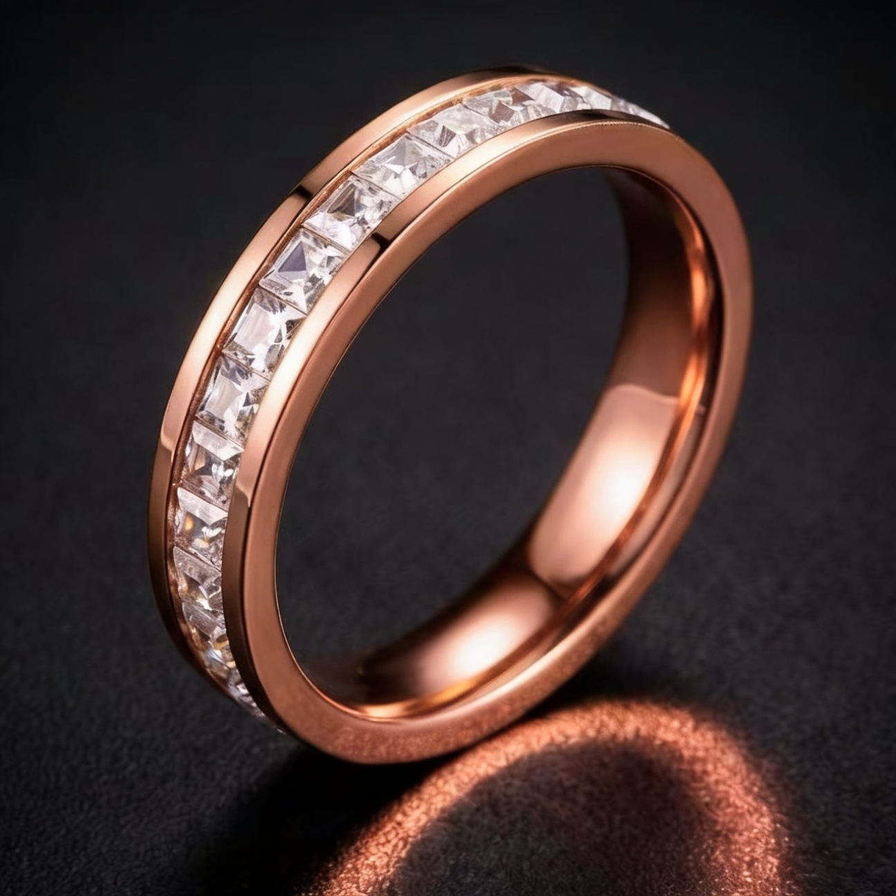 Anillo de acero inoxidable, nicho femenino, lujo ligero de alta gama, sin decoloración, oro rosa, diseño de gypsophila, joyería femenina