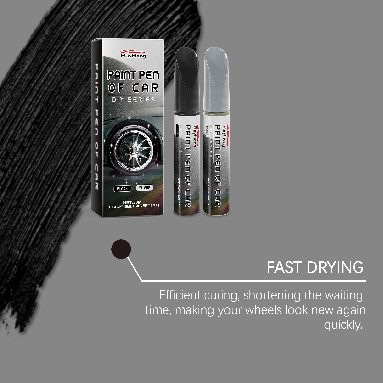 Rayhong car wheel scratch repair pen, car wheel scratch repair, scratch filler, polishing agent, and scratch coating
