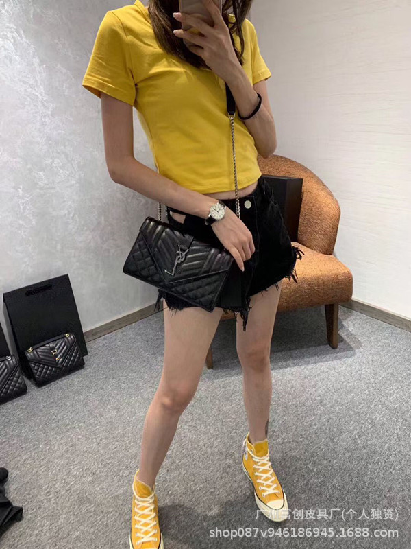 实物带LOGO杨树林包信封斜挎包高级单肩包跨境小方包链条流苏女包|undefined