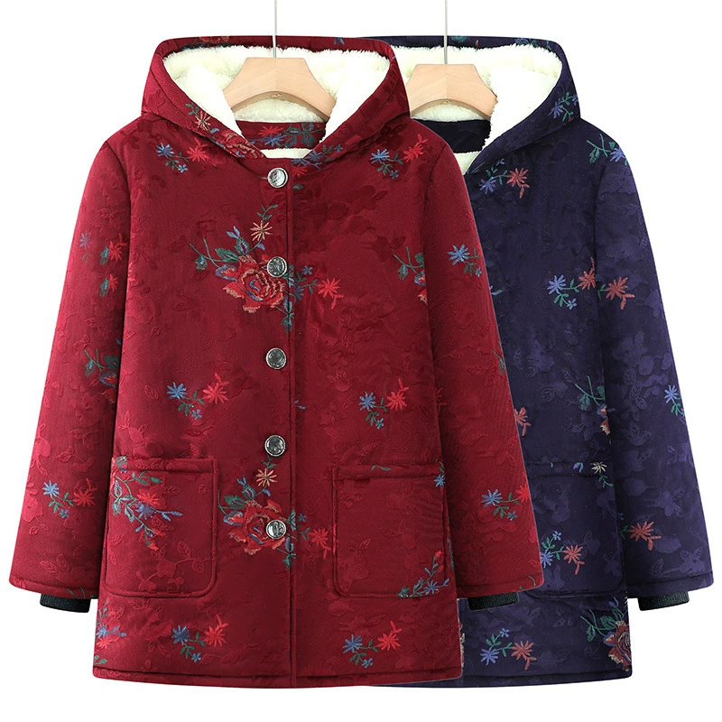 Пожилые люди хлопчатобумажная одежда бабушки зимняя хлопчатобумажная одежда 70 лет 80 мама зимняя куртка