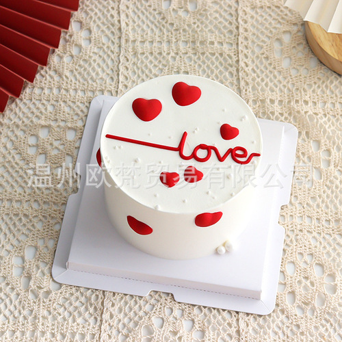 Chinese Valentine's Day simple cake decoration ornaments heartbeat love love couple confession 520 holiday plug-in baking plug-in card