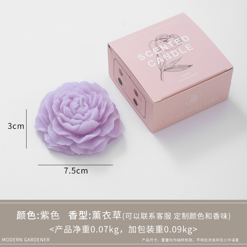 Flores de peonía románticas hechas a mano, modelado artístico, fragancia, velas perfumadas, novias para niñas, regalos especiales, adornos