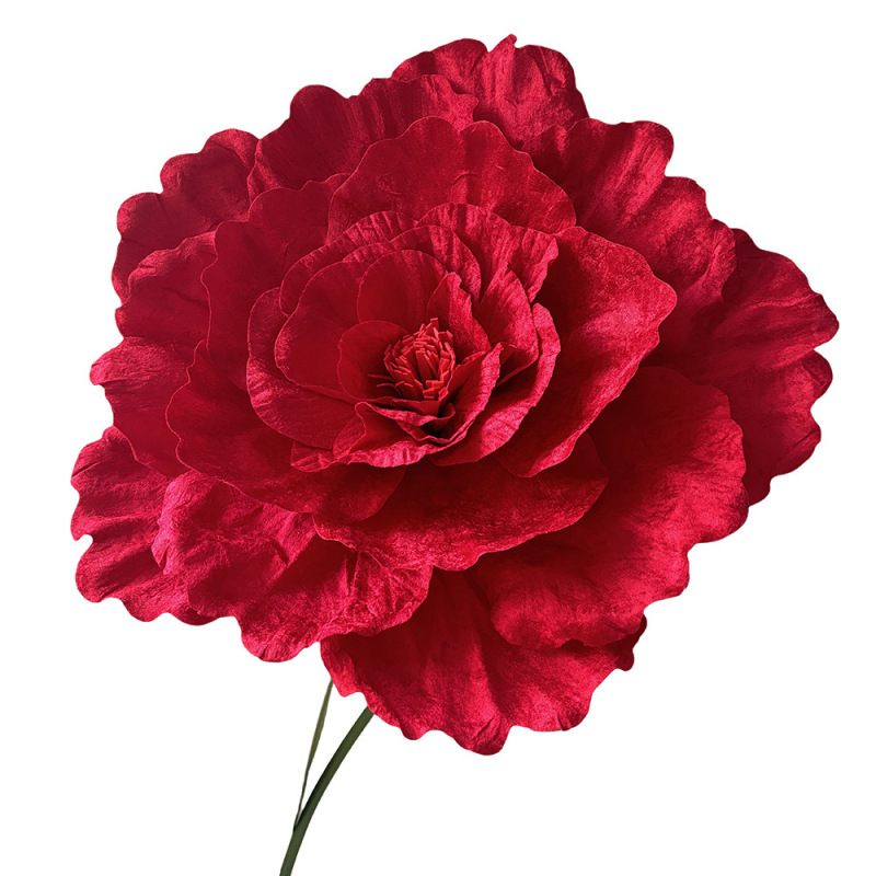 大規模なシミュレーションの絨毯の牡丹の花の結婚祝いの偽の花のショーウインドーは映画館を展示してワインの赤色の人工のバラの大きい花を撮影します。|undefined