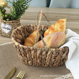 葫芦草手工编制置物篮草编收纳篮桌面收纳盒藤编篮子家居储物