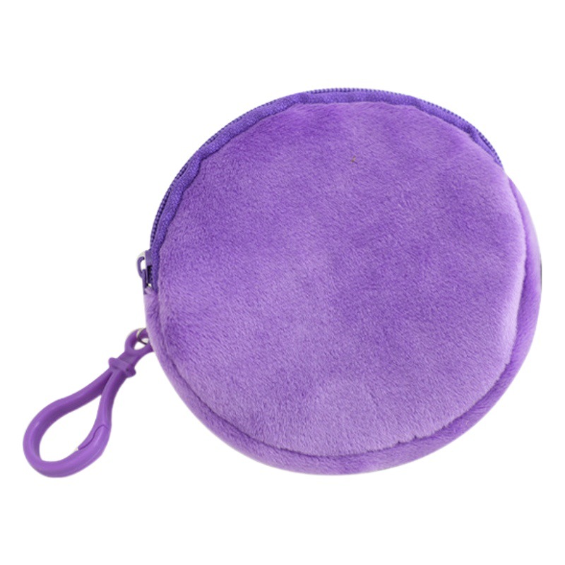 Fruit color plush round coin purse keychain cute wallet Lady ID card bag simple coin bag wholesale