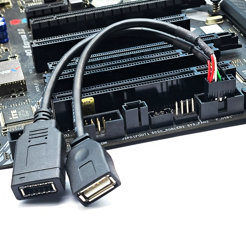 USB передняя панель кабель 9PIN к TYPE-E KEY-A к USB-A - короткая линия шасси передний TYPE-C